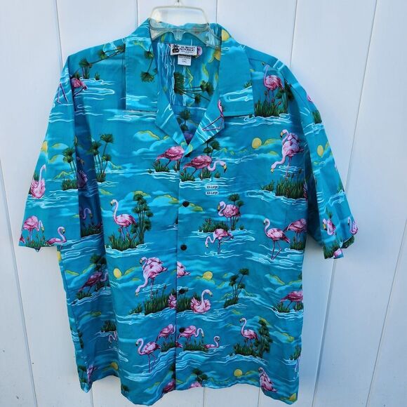Hawaiian Shirt Flamingo Cruise Wear Fun Pattern Tropic Tropical Floral S… - Picture 1 of 10